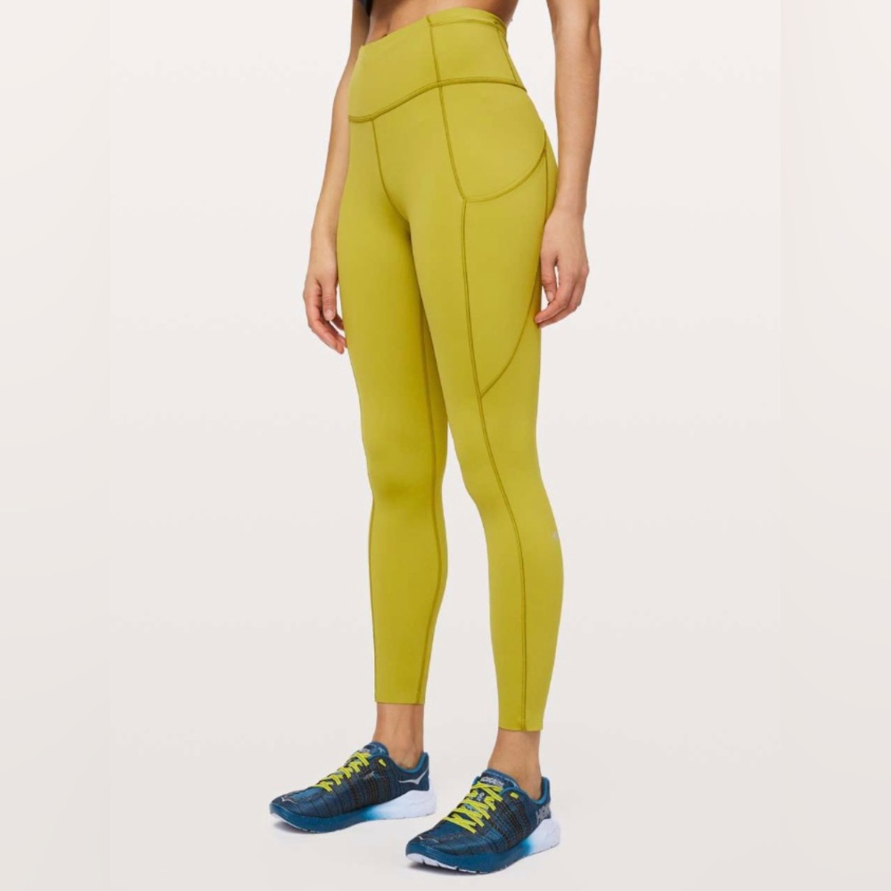 Lululemon Fast and Free Tights in Golden Lime Size 6